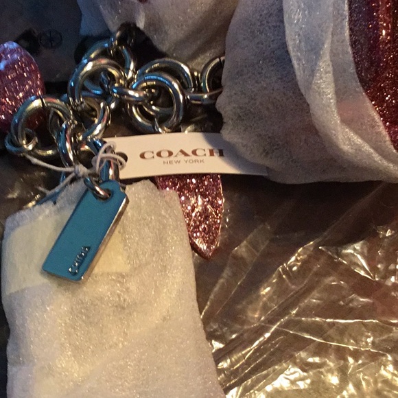 RARE COACH RESIN GLITTER TEA ROSE KEYCHAIN FOB - Picture 5 of 5